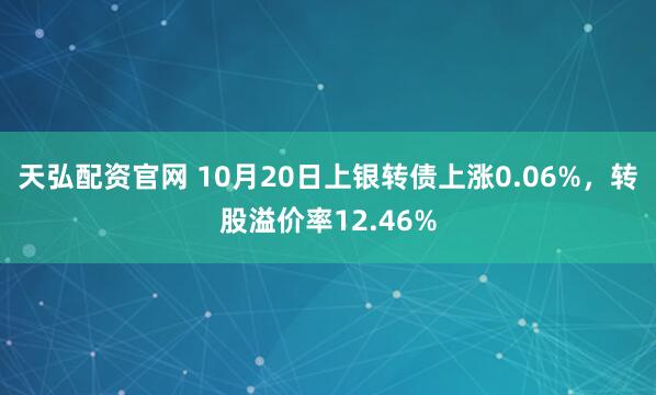 天弘配资官网 10月20日上银转债上涨0.06%，转股溢价率12.46%