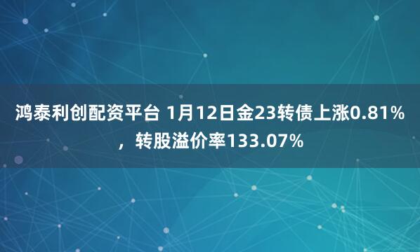 鸿泰利创配资平台 1月12日金23转债上涨0.81%，转股溢价率133.07%